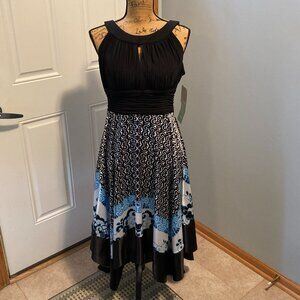 Midi-Dress Women Size 14 NWT Black/White/Blue by Melrose